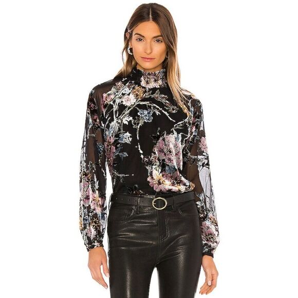 Yumi Kim S Lexington Avenue Smocked Collar Top in Timeless Burnout Velvet NWT - Picture 6 of 10